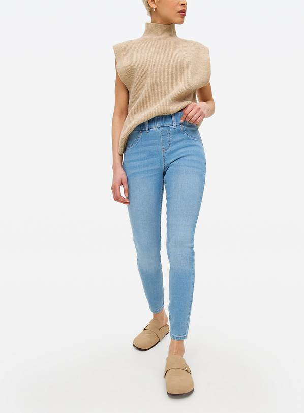 Light Wash Mid Rise Denim Jeggings  10